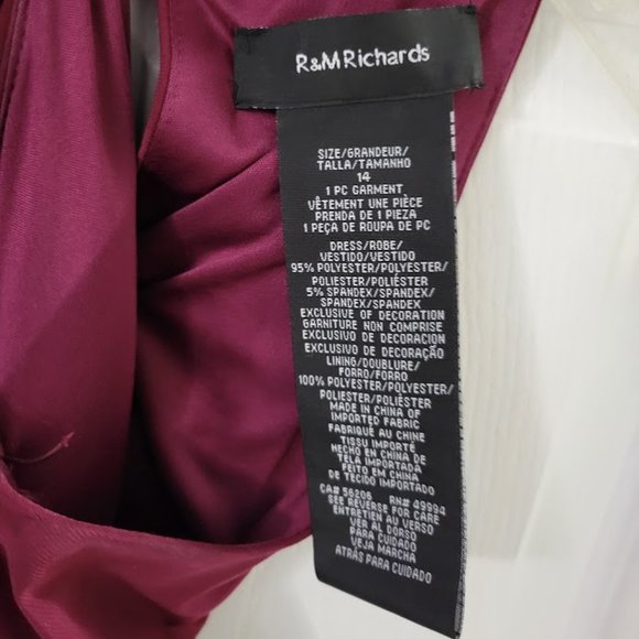 R&M Richards burgundy wine color maxi gown dress with sequin waist Size … - Picture 6 of 8